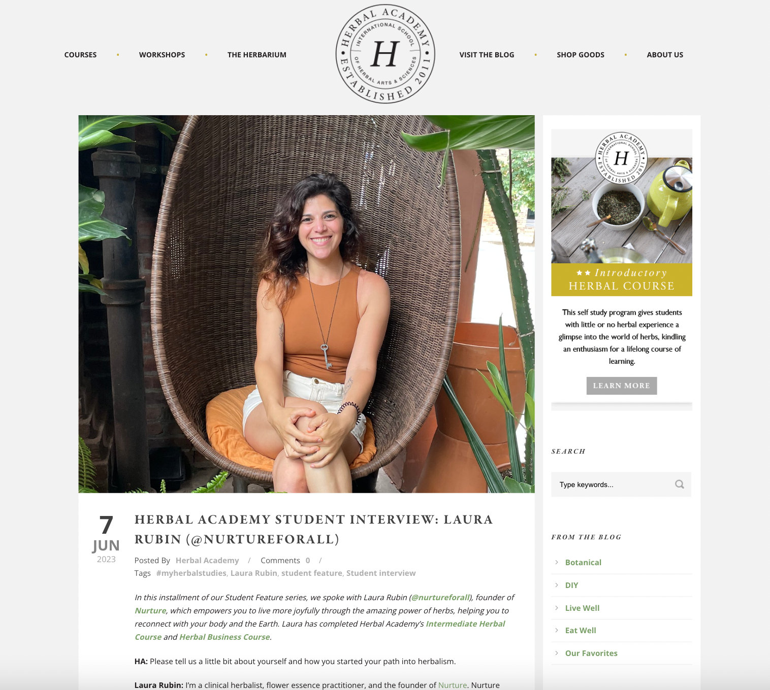 The Herbal Academy features Herbalist Laura Rubin
