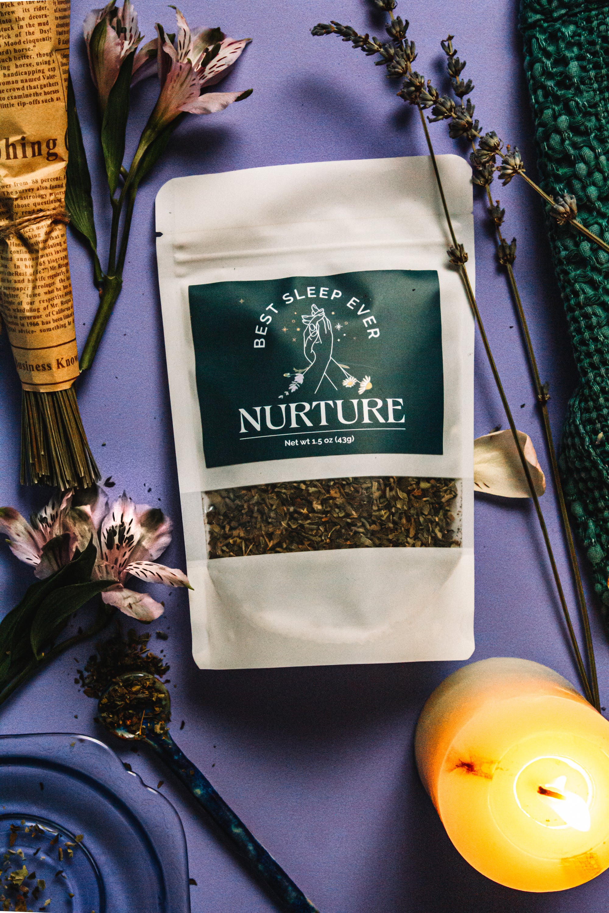 Best Sleep Ever Herbal Tea. Best Sleep Ever Herbal Tea peppermint, marshmallow leaf, catnip, skullcap, sleeping, sleep aid, sleep support, dreams, dreaming, lavender. Herbal infusion. Nurture herbal tea. 